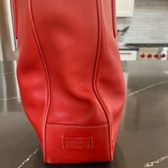 Coach Red Leather Tote Bag - Picture 3 of 10